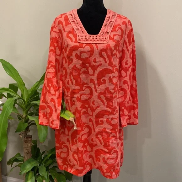 Sail to Sable | Dresses | Sail To Sable Linen Tunic Dress In Salmon Color  Print | Poshmark